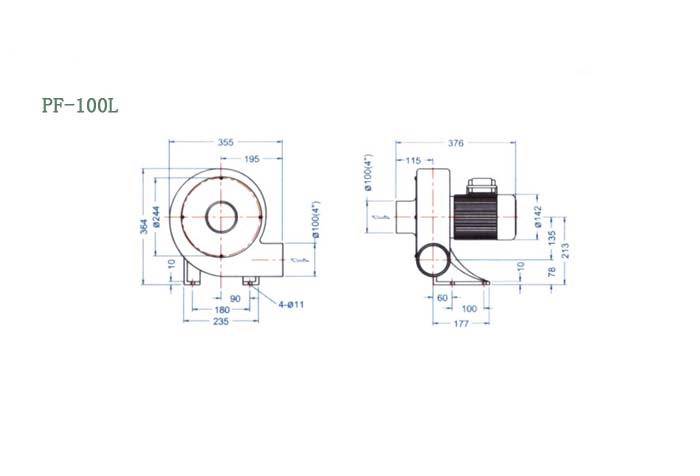 PF-100L,0.4kw直叶式风机