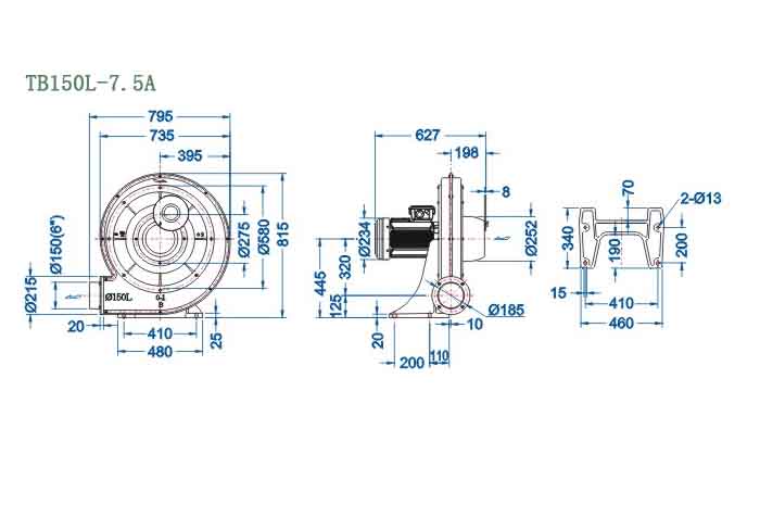 TB150L-7.5A,5.5kw中压风机